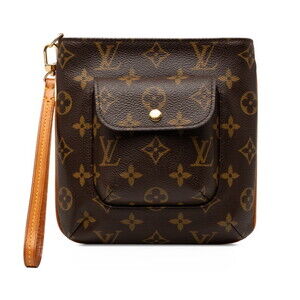 LOUIS VUITTON Authentic Brown Monogram Leather Pouch
